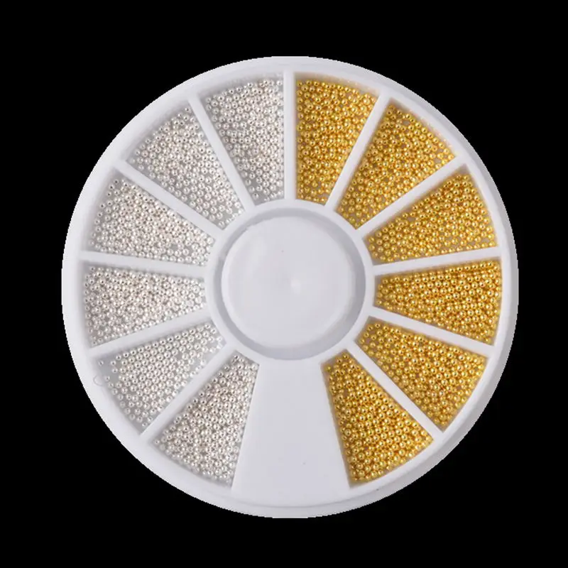 

3D Gold Silver Mini Metal Steel Bead Stainless Caviar Nail Art Tips Decoration Manicure tools
