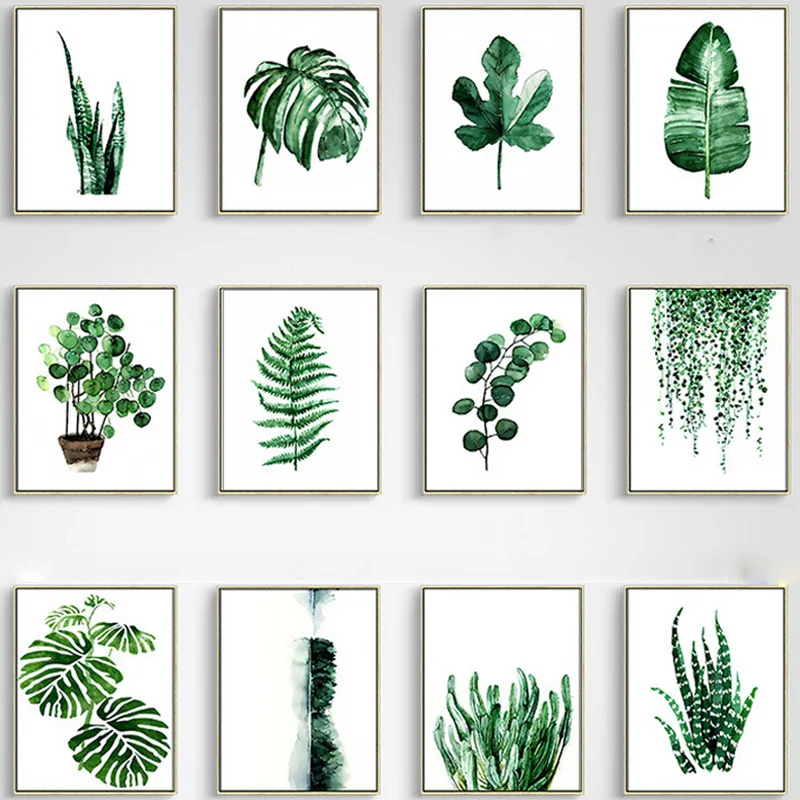 Wall Painting Plant Leaves Posters and Prints Landscape Wall Art Canvas