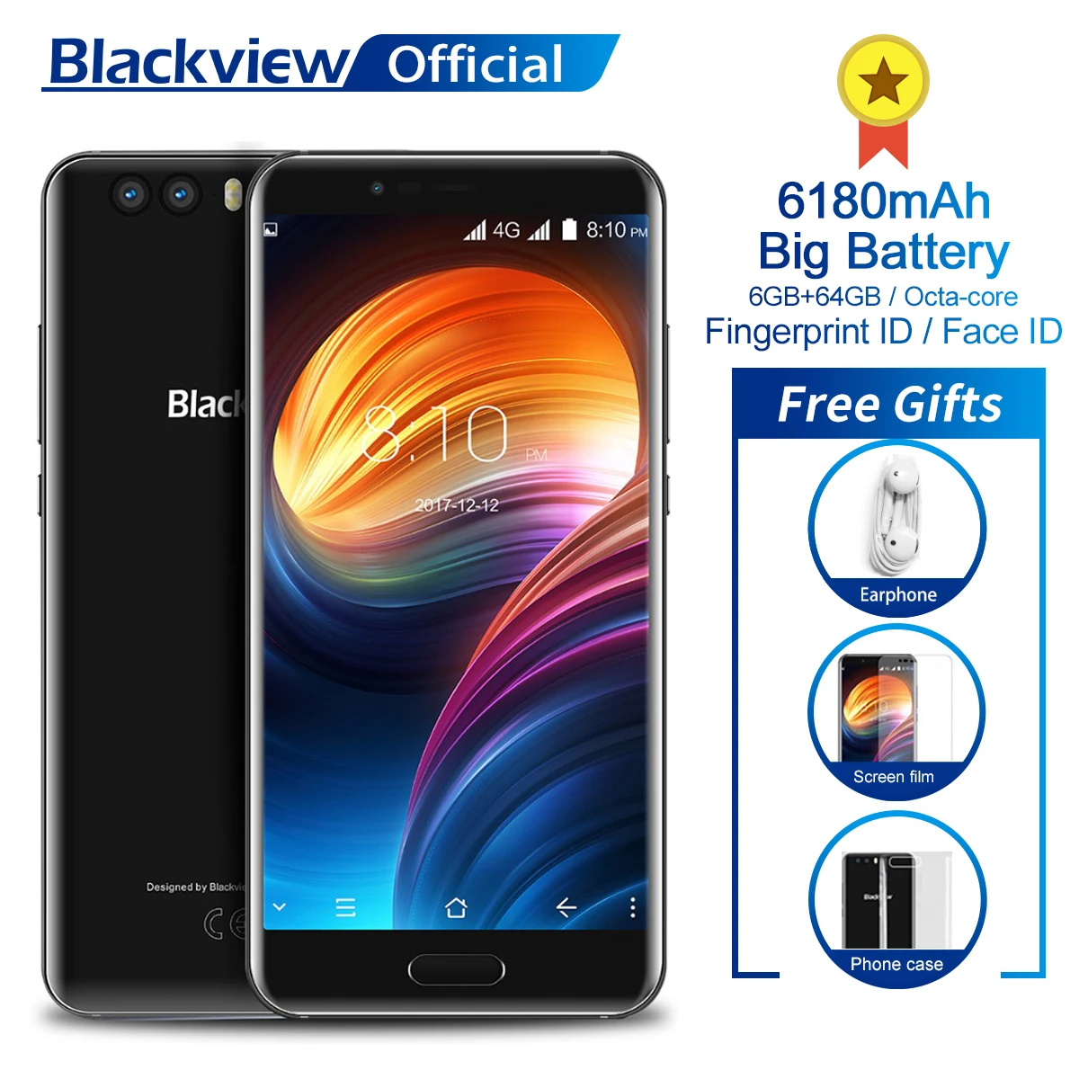 

Blackview P6000 5.5inch in-cell FHD Helio P25 6GB+64GB Smartphone Face ID 21.0MP Camera 4G Dual SIM Mobile Phone 6180mAh Battery