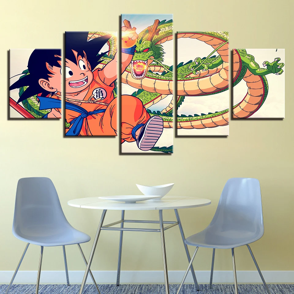 

Framework Modern HD Home Wall Art Decor Printed Painting Poster 5 Panel Anime Dragonball Character Living Room Canvas Pictures