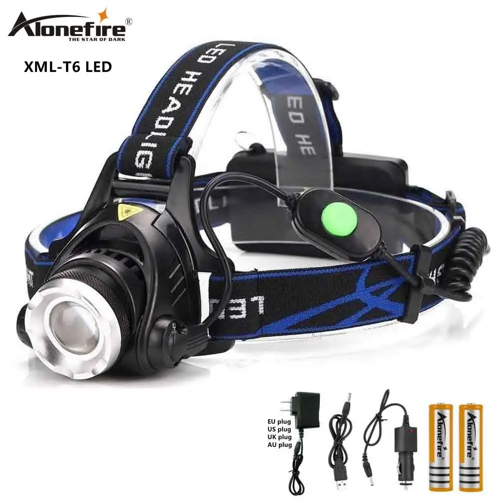 AloneFire HP88 3 режима CREE XML T6 2000LM светодиодный налобный фонарь перезаряжаемый Головной фонарь прожектор для рыбалки+ зарядное устройство+ 18650