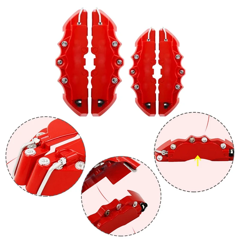 4 шт./компл. ABS Пластик грузовик 3D красный полезный Универсальный дисковый Тормозной суппорт Обложки спереди и сзади авто Универсальный комплект