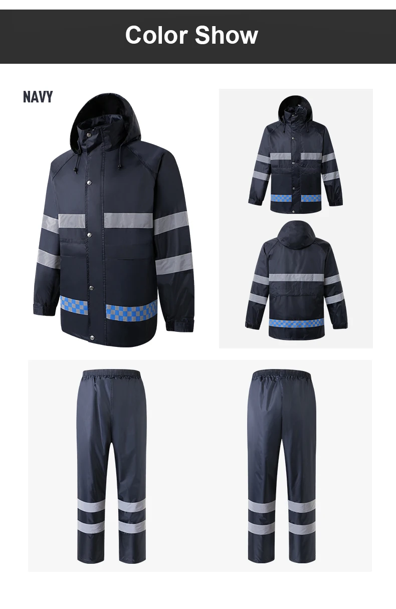 Jaqueta de Segurança Calças de Chuva Men com Listras Amarelo Impermeável Chuva Cabolsa Trabalho Wear Reflexivas 7 calças de chuva trabalho wear men com listras reflexivas