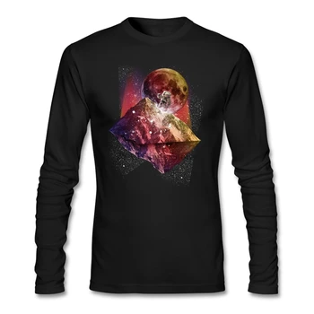 

Astronaut mountain and moon T Shirt Cotton Long Sleeve T Shirt Men Summer Couple Funny T Shirts