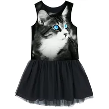 Платье с фатиновой юбкой для девочек, балетное танцевальное платье для балета, лучшее платье из пряжи, детская одежда, платья с рисунком черного кота, платья для малышей