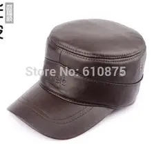 Мужской на зиму и осень плюс размер натуральная кожа Кадет Военный шляпа бейсбол утка язык Повседневная Кепка