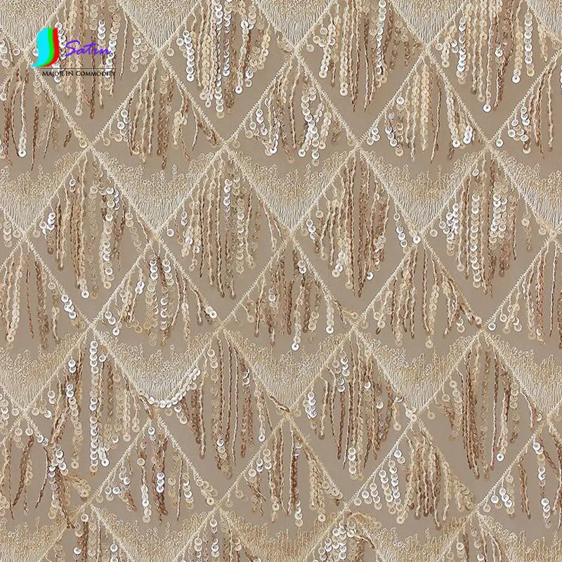 

Bead Sequins Tassels Fabrics Gauzes Micro-shells Handmade DIY Decorative Dress Fabric Gold Silvery Black Half A Meter/lot S312P