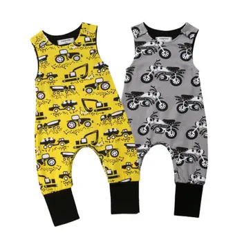

Summer Cartoon Newborn Infant Baby Boys Clothing Sleeveless Car Print Baby Boys Rompers Jumpsuit Playsuit Baby Boy Clothes