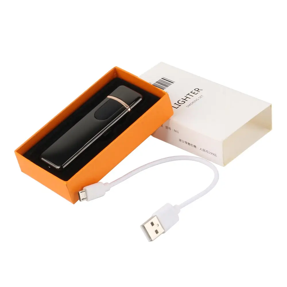 Зажигалки для сигарет USB заряжаемая электронная ветрозащитная гладкая металлическая зажигалка для курения мужские и женские аксессуары дропшиппинг
