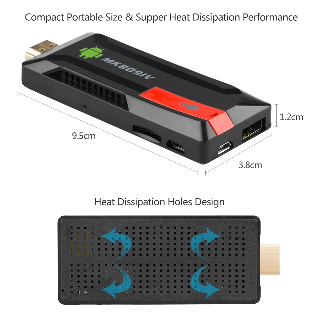 Smart TV Box MK809IV 2GB 8GB Android Wireless Dongle WIFI Bluetooth TV Game Stick HD Mini PC Quad C