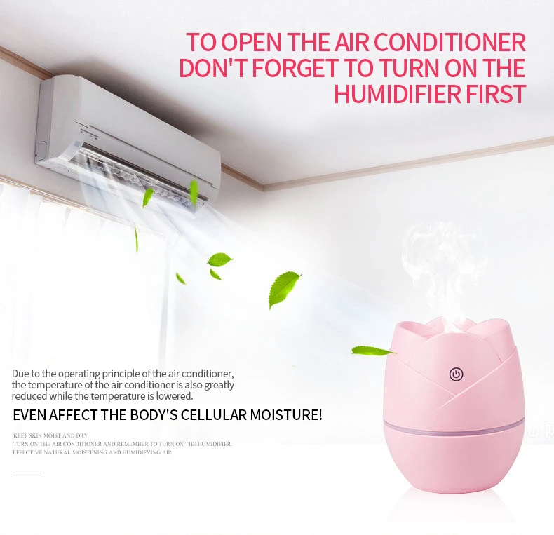 EXPED SMART New rose USB mini air humidifier small car air purifier creative models