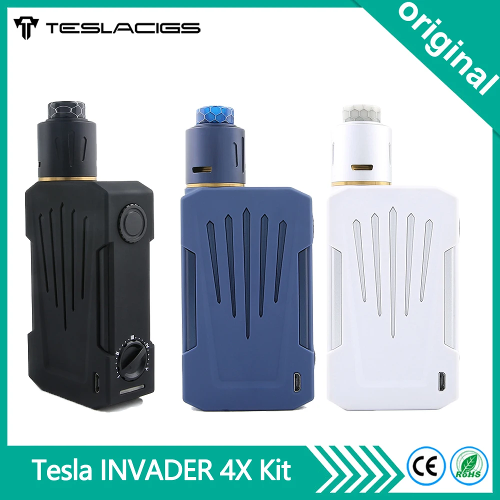 

Original Tesla Invader 4X VV Kit With 25mm Diameter Single Coil Build Deck RDA Vape Tank Electronic Cigarette Kits For 510