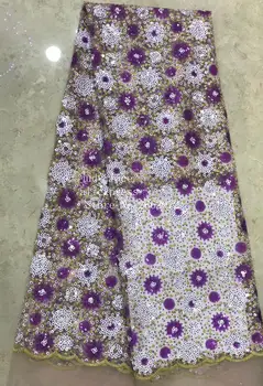 

stock 5yards/bag BH72# Mixed color sequins embroidery French fashion fabrics for wedding dresses fashion stage