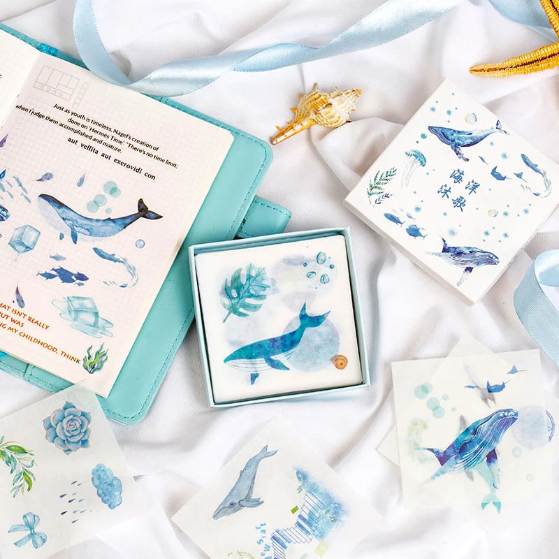 

Gift box sticker 50Pcs \ DIY cute creative fun retro sticker album diary calendar scrapbook student stationery office supplies