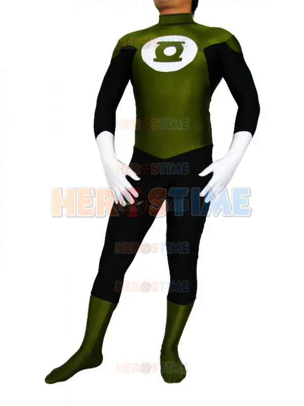 Модные Армейский зеленый и черный зеленый Фонари лайкра спандекс Косплэй Zentai супергерой костюм Хэллоуин Детский костюм для вечеринок