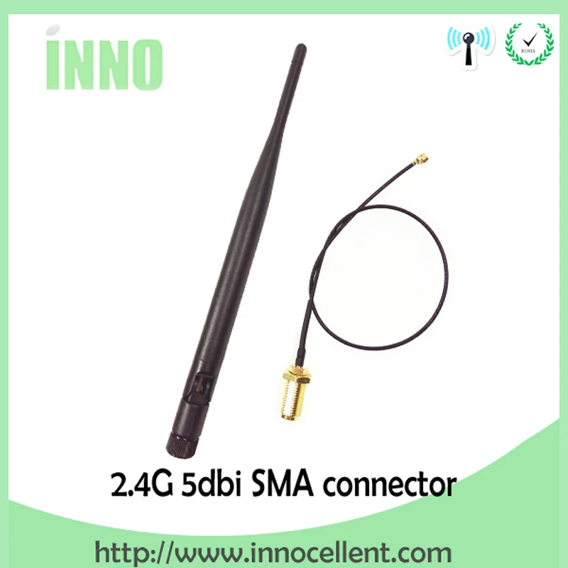 

50pcs/lot 2.4G 5dBi WiFi Antenna For PCI Card USB Wireless Router + 21cm RP SMA Jack (Male Pin) to ufl./ IPX 1.13 Pigtai cable