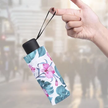 

Fashion Printed Folding Umbrella Women Windproof Sun Umbrellas Portable Pocket Rain Umbrella Black Coating Parasol