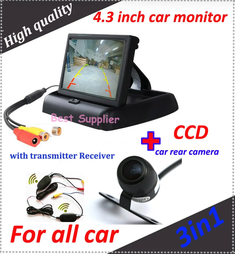 

2.4Ghz Wireless Signal Receiver/Transmitter and CCD car rearview reverse parking camera with 4.3 inch TFT LCD Car Monitor Mirror