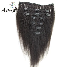 Atina Hair Clip In Human Hair Extensions Brazilian Remy Afro Kinky Straight Italian Coarse Yaki Clip
