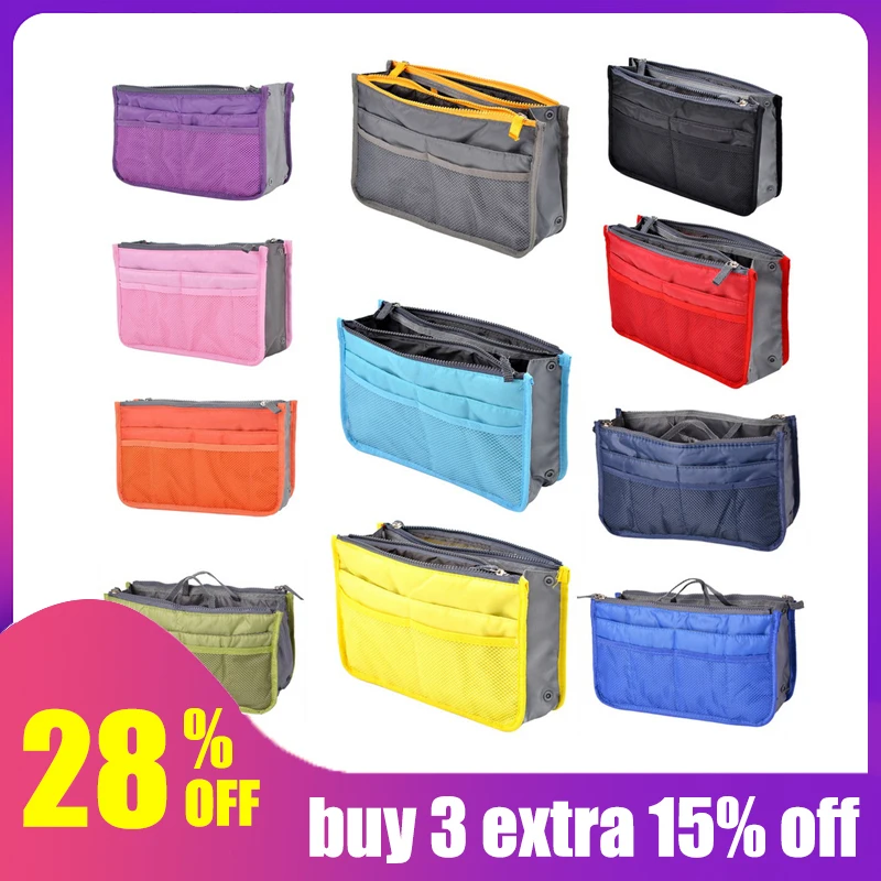 

Urijk Portable Storage Bag Insert Organiser Handbag Women Double Zipper Travel Bag Organizer For Cosmetics Suitcase Pouch