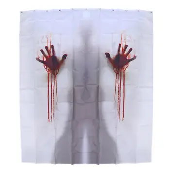 

1pcs Bathroom Curtain Halloween Creepy Bloody Handprints Shower Screen Shower Curtain for Home House Decor Hotel Bar