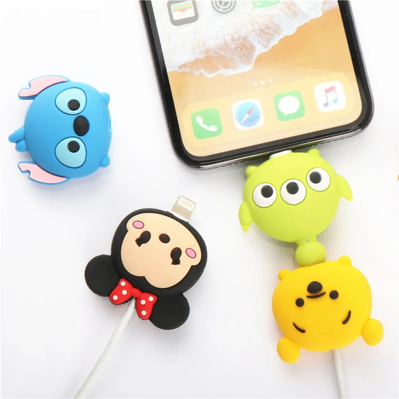 

SIANCS Cable Bite Protector For iphone Usb Cable Cartoon Doll Organizer Winder Cute Stitch Chager Wire Holder For iphone Cable
