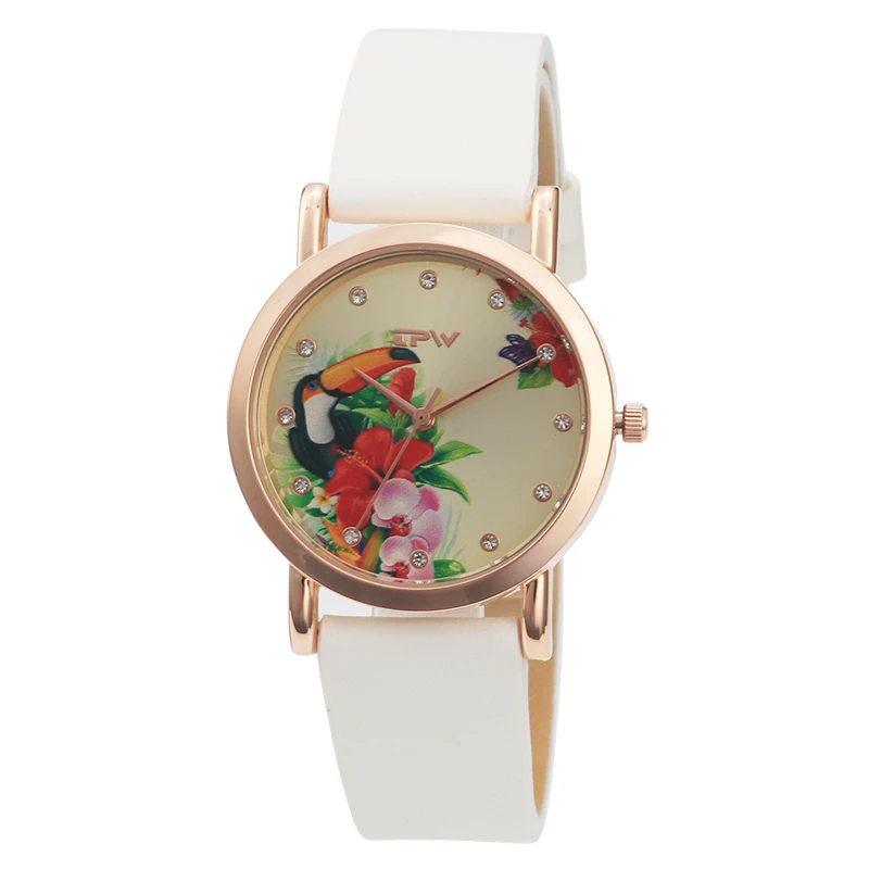 

tropical lady watch toucan bird pattern leather strap hot sale lady wristwatch