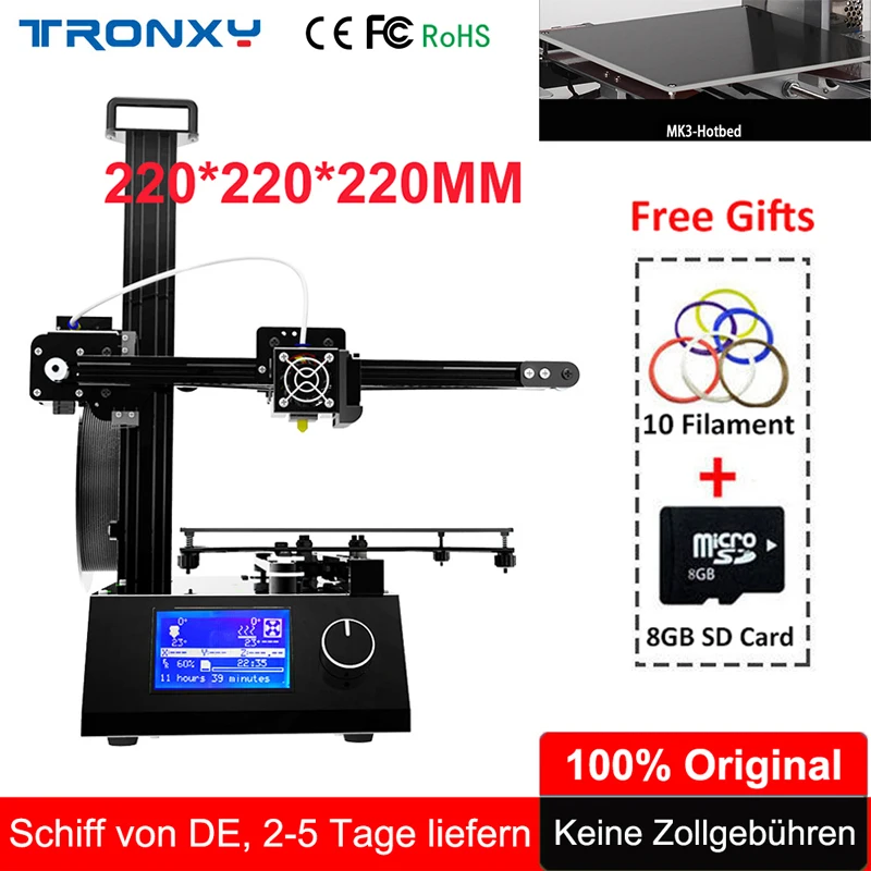 

2018 Tronxy 3D Printer X2 Easy Assembled 3D Printer Kit whole Metal Aluminum Frame +Extruder Hotbed SD Card Build Tools Filament