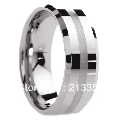 

FREE SHIPPING!USA WHOLESALES CHEAP PRICE BRAZIL RUSSIA CANADA UK HOT SELLING 8MM BEVELED SATIN LINE MEN'S TUNGSTEN WEDDING RING