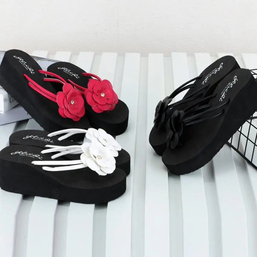 

SAGACE Shoes Flip flops Summer Women Platform Bath Slippers Wedge Beach Slope Flops Beach Slippers casual shoes women 2018JU13