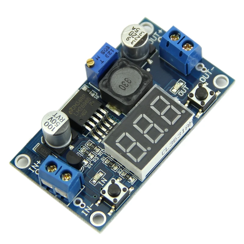 

DC LM2596 4.0~40 to 1.3-37V LED Voltmeter Buck Step-down Power Converter Module