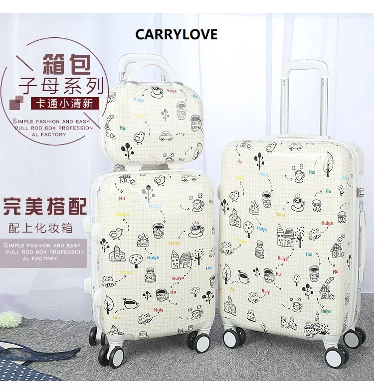 Carrylove Мода Мультфильм Чемодан серии 20/24 дюйма Сумочка для ПК и подвижного Спиннер для багажа бренд дорожного чемодана