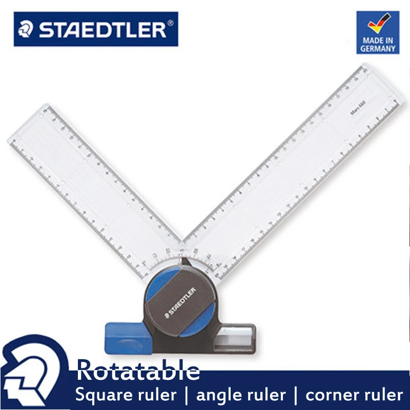 

STAEDTLER 660 20 Rotatable / Right Angle / Angle Ruler / Corner Ruler Measuring Tool Suitable for Design Drawing, Etc.
