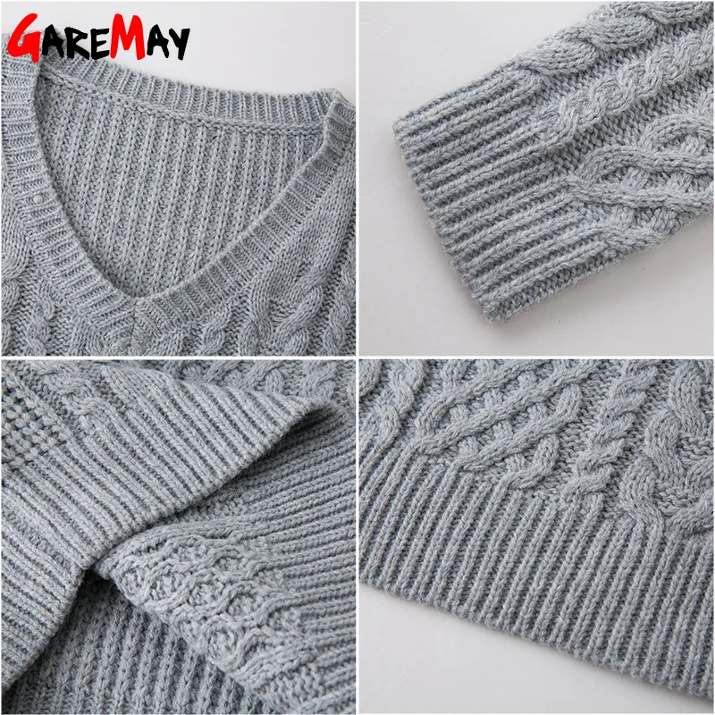 Women Sweaters And Pullovers Long sleeve Knitted White Sweater Women's Female Winter V Neck Sueter Mujer Pull Femme 2018 GAREMAY Women Sweaters And Pullovers Long sleeve Knitted White Sweater Women's Female Winter V Neck Sueter Mujer Pull Femme 2018 GAREMAY