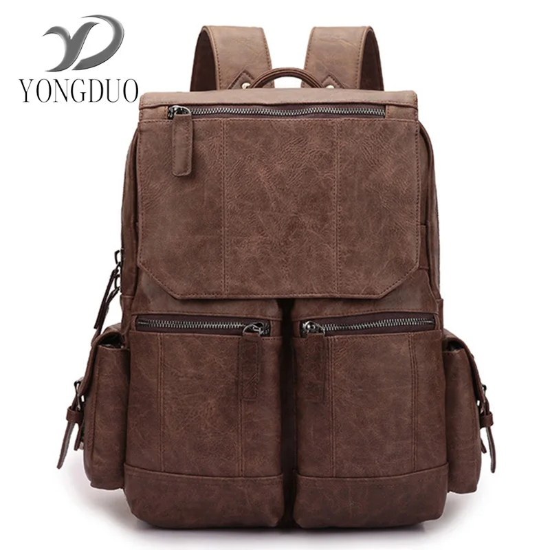

YONGDUO Brand Men's High-grade Korean casual backpack men's PU material backpack youth school travel backpack laptop backpack