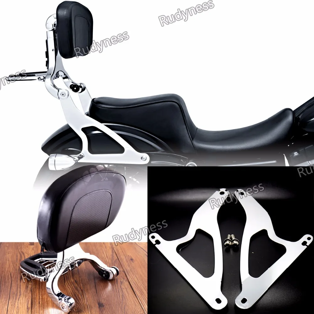 

Chrome Fixed Mount&Multi Purpose Adjustable Driver Passenger Backrest For Harley Dyna Super Glide Street Bob 2006-2017
