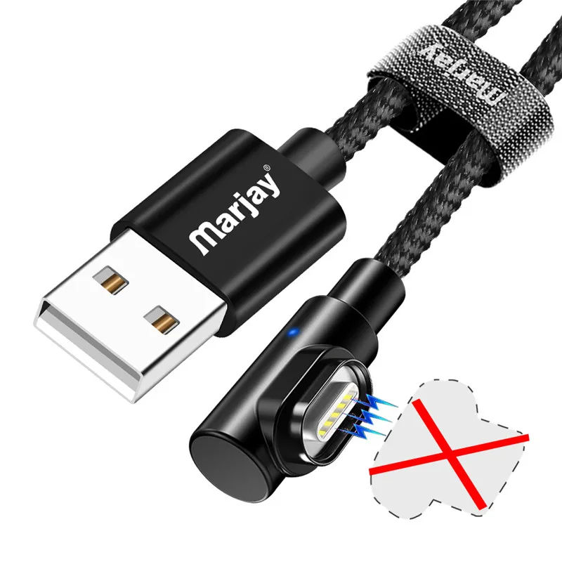 Only Black Cable Marjay 1 м 2 м Micro USB Магнитный кабель адаптер для быстрой зарядки Кабели для телефонов Microusb Android зарядное устройство для Xiaomi redmi Tablet - Цвет: Only Black Cable