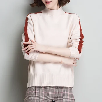 

Semi high neck sweater, lady's sleeve, loose Korean version, autumn and winter 2020 new knitted Jersey long sleeves