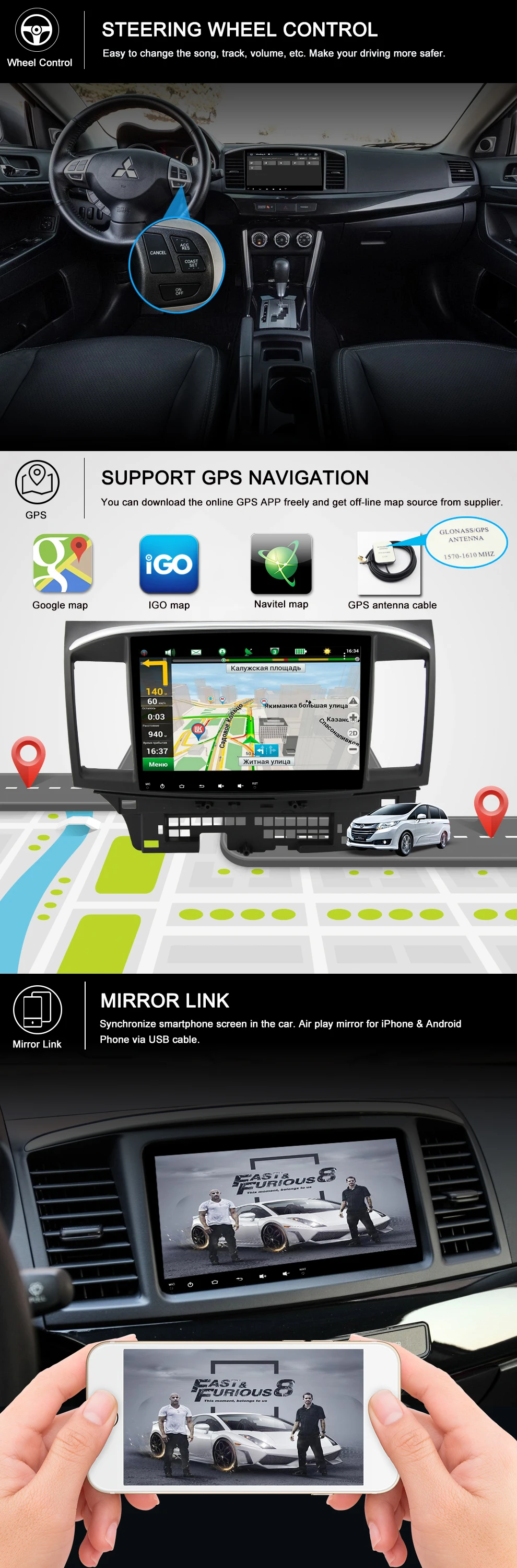 Excellent AUTOTOP Android 8.0 Car Multimedia Player For Mitsubishi Lancer Galant Fortis 2007-2017 Lancer EVO 10 Head Unit Car DVD GPS Navi 6