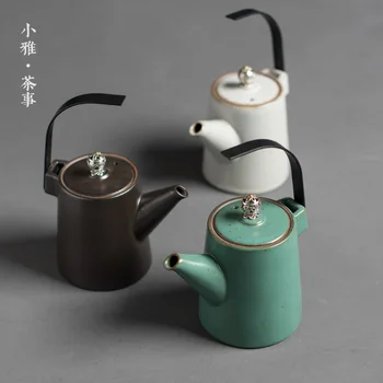 

Vintage coarse pottery teapot cooked Japanese ceramic pot China Kung Fu tea Pu'er tea antique porcelain teaware kettle gift