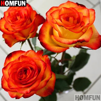 

HOMFUN Full Square/Round Drill 5D DIY Diamond Painting "Rose flower scenery"3D Diamond Embroidery Cross Stitch Home Decor A19802