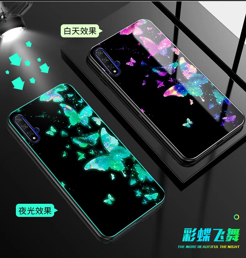 Для huawei honor 20 Pro чехол Роскошный светящийся жесткий закаленное стекло защитный чехол на заднюю панель для huawei honor 20 полный Чехол