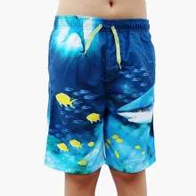 Новые повседневные летние пляжные шорты Плавки для мальчиков-подростков с резинкой в талии с принтом свободные шорты с высокой талией пляжная одежда купальник
