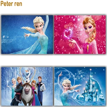 

Peter ren Diamond Mosaic embroidery Picture Sisters 5D Diamond Painting Elsa And Anna Rhinestone Sticker Crafts Cartoon princess