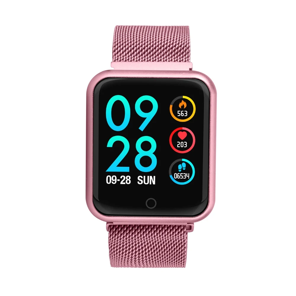 P68 спортивные браслеты Смарт-браслет пульсометр фитнес-браслет IP68 водонепроницаемый смарт-браслет Bluetooth для IOS Android телефона - Цвет: steel pink