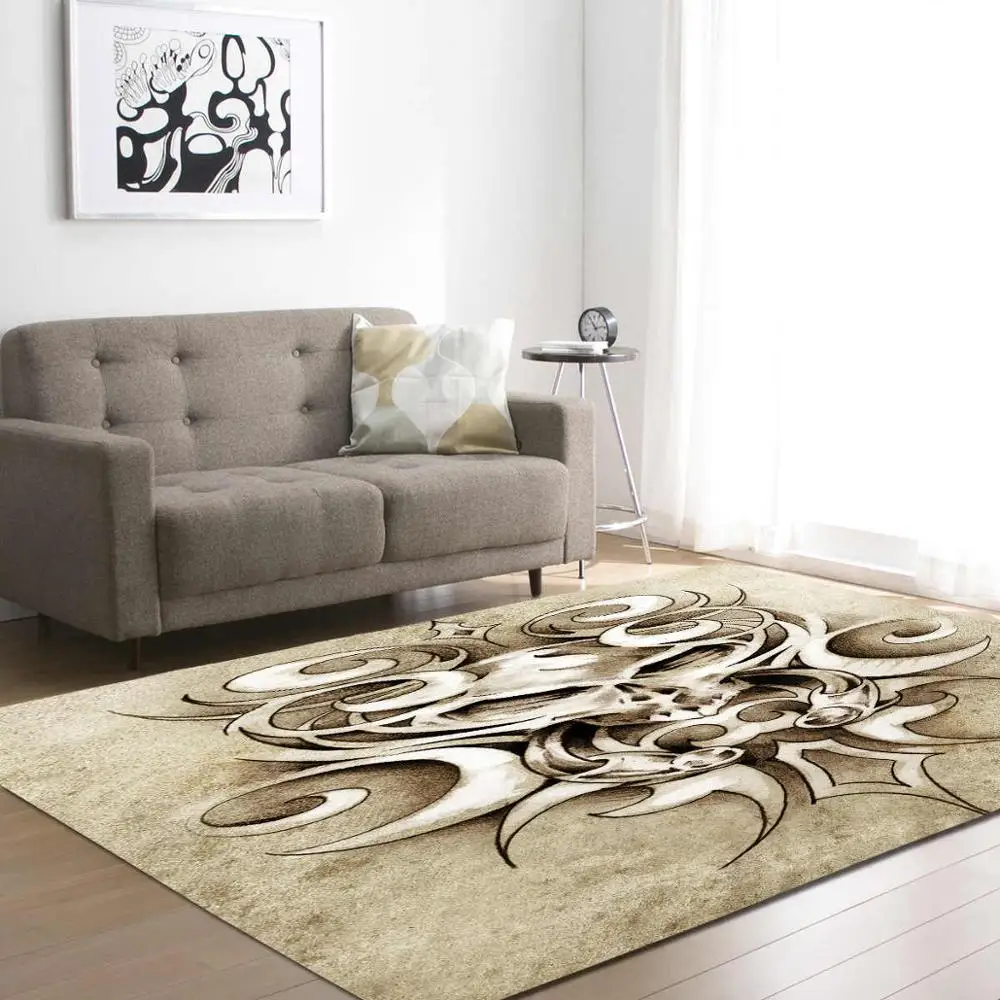 Fashion Skull Print Carpet for Living Room Bedroom Soft Carpets Bathroom Floor Door mat Home Decor Carpet large Area Rug - Цвет: 5