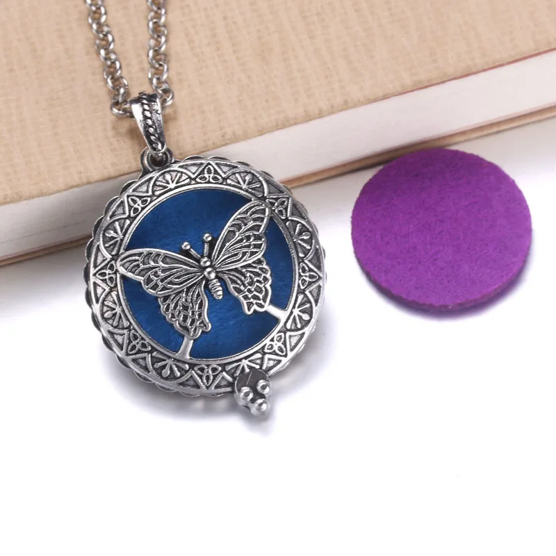

New Aroma Diffuser Necklace Open Silver Lockets Pendant Perfume Essential Oil Aromatherapy Locket Necklace With Pads 040202