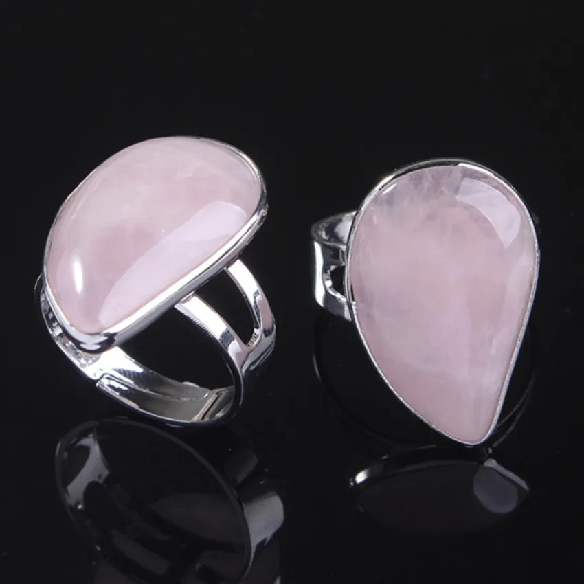 

xinshangmie Elegant Style Silver Plated Water Drop Resizable Rose Pink Quartz Ring Fashion Jewelry Best Gift For Anniversary