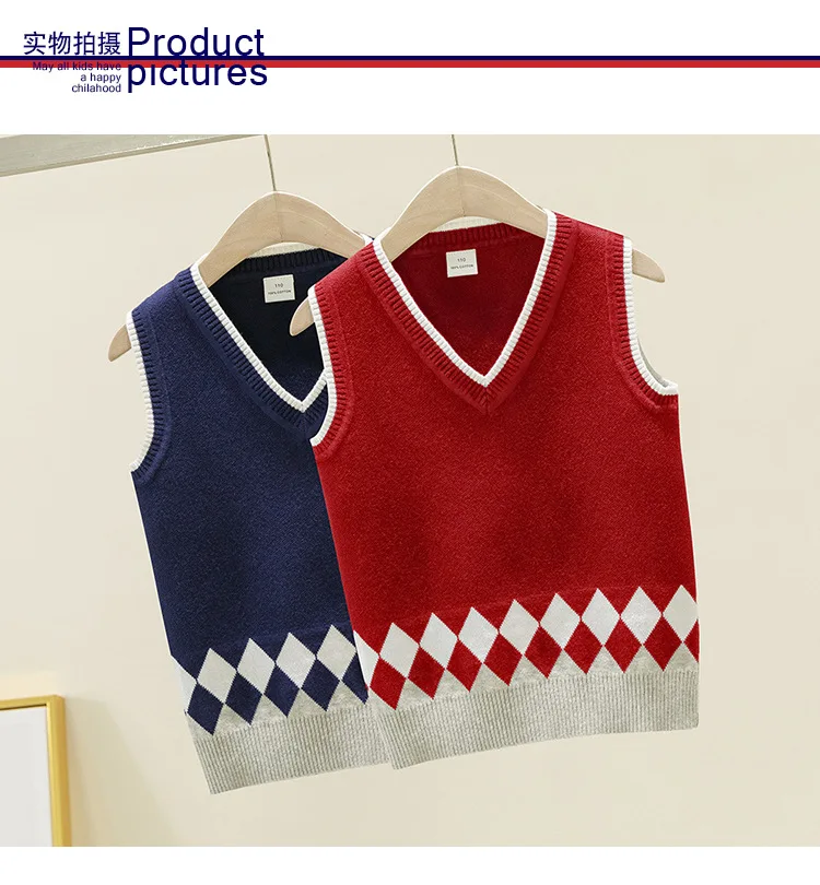 Fashion Style Kids Boys Pullover Knitted Vest Coat Boys Crochet Cotton Crocodile Vest Children Top Quality Sleeveless Sweaters