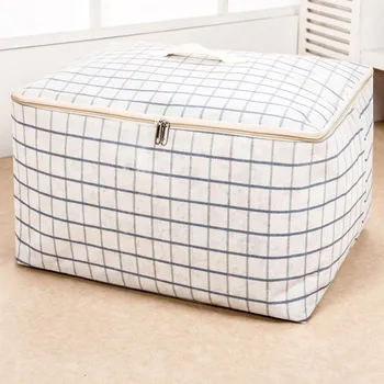 

Cotton Linen Clothes Storage Bags Home Quilt Orgainzer Bag Folding Storage Orgainzer Box For Blanket Travel Clothing Container